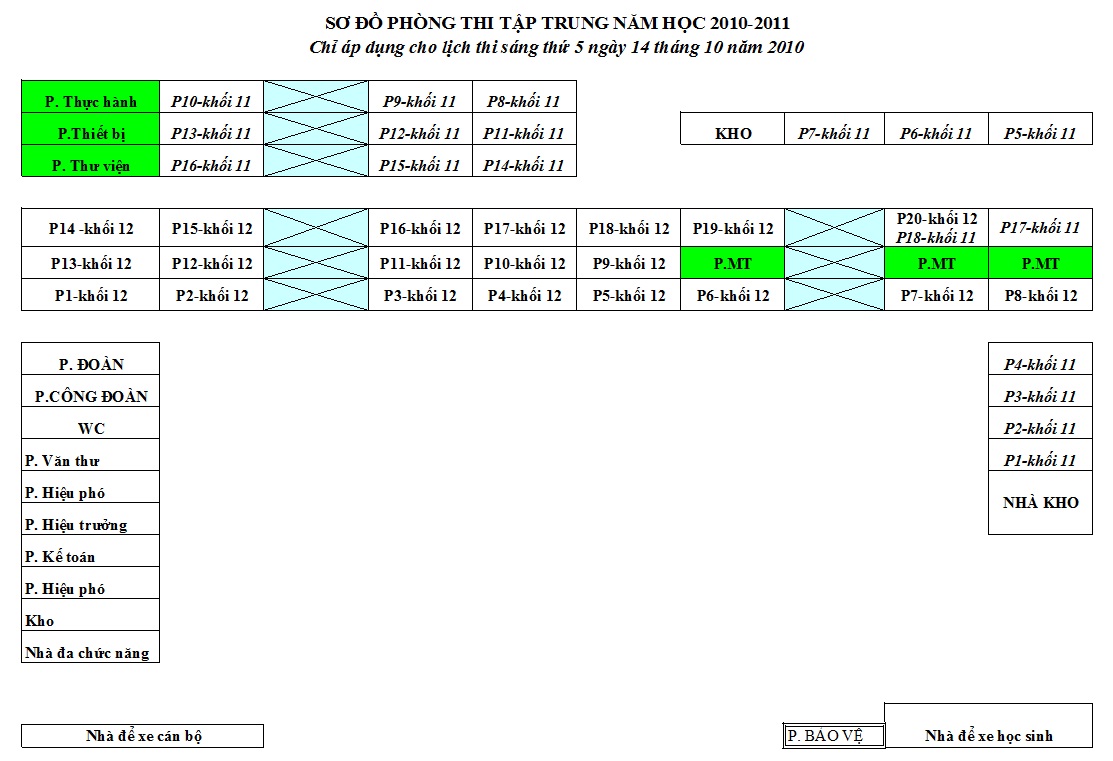 Lịch thi tập trung, danh sách giáo viên coi thi tuần 08 HK 1, 2010-2011