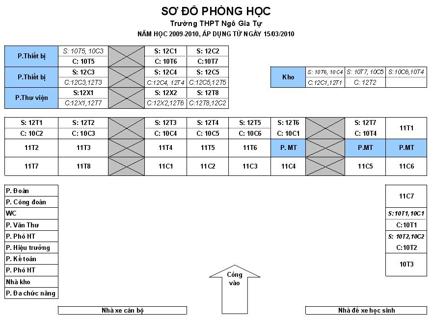 Thời khóa biểu tuần 10 học kỳ 2 năm học 2009-2010, áp dụng từ 22/03/2010