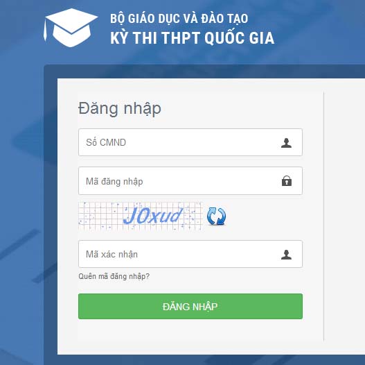 Hướng dẫn thí sinh sử dụng hệ thống quản lý thi THPT quốc gia năm 2017