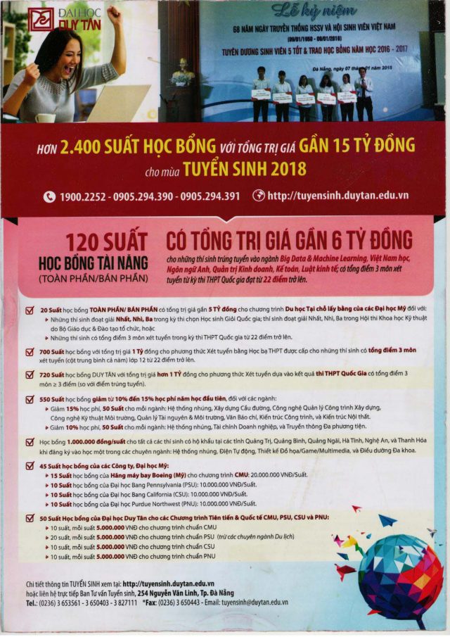 Trường Đại học Duy Tân – Thông tin tuyển sinh năm 2018