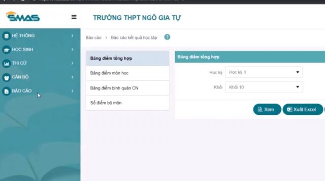 Hướng dẫn in Bảng điểm môn học (để ghi học bạ)
