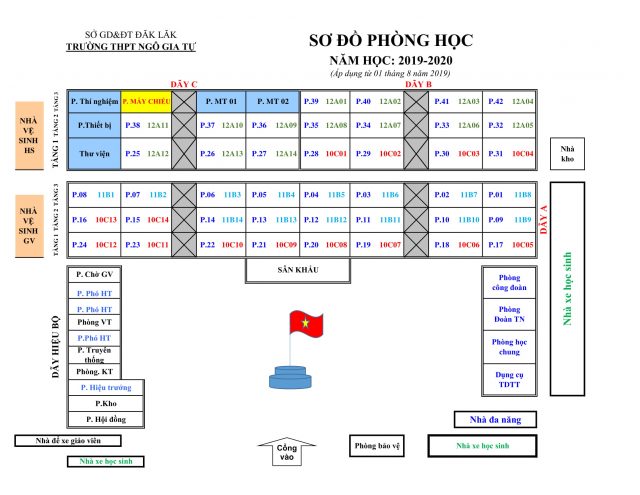 Sơ đồ phòng học năm học 2019-2020