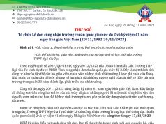 Thư ngỏ về việc tổ chức Lễ đón công nhận trường THPT đạt chuẩn quốc gia mức độ 2 và kỷ niệm 41 năm ngày Nhà giáo Việt Nam