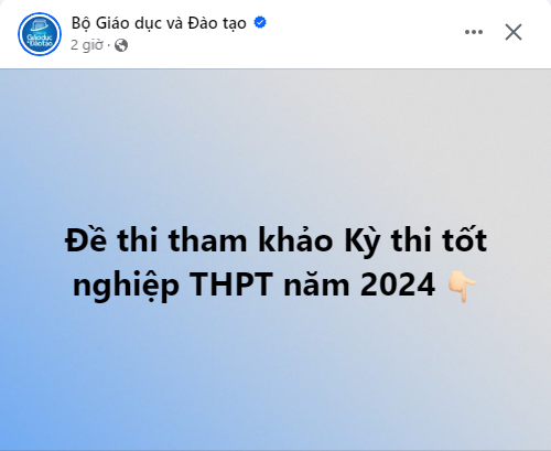 Bộ GDĐT công bố đề thi tham khảo Kỳ thi tốt nghiệp THPT năm 2024