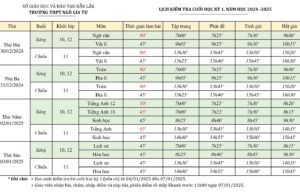 Kế hoạch tổ chức kiểm tra cuối học kỳ 1, 2024-2025