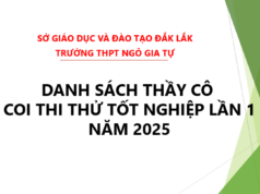Danh sách thầy cô làm nhiệm vụ coi thi thử tốt nghiệp năm 2025 lần 1