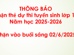 Thông báo nhận thẻ dự thi và đóng lệ phí tuyển sinh vào lớp 10 năm học 2025–2026