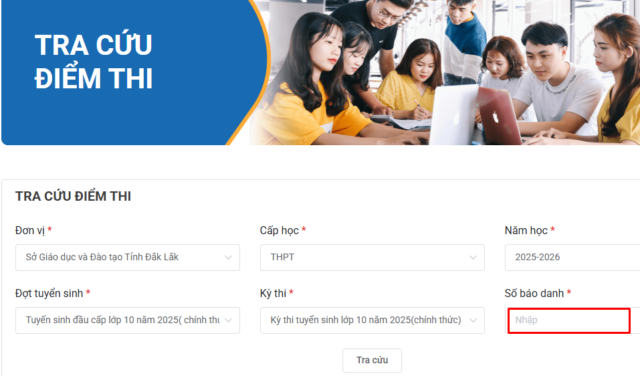 Tra cứu điểm thi tuyển sinh vào lớp 10 năm học 2025-2026