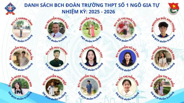 Ban Chấp Hành Đoàn TNCS Hồ Chí Minh trường THPT số 1 Ngô Gia Tự nhiệm kỳ 2025 – 2026