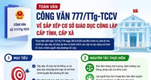 Công văn số 777/TTg-TCCV về sắp xếp cơ sở giáo dục mầm non, phố thông, thường xuyên, giáo dục nghể nghiệp công lập cấp tỉnh, cấp xã