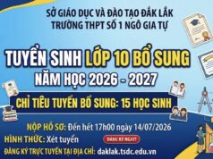 Thông báo về việc tuyển sinh bổ sung vào lớp 10 năm học 2026–2027