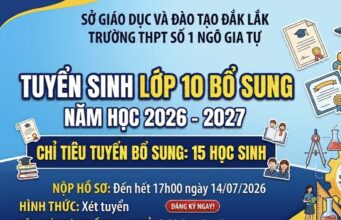 Thông báo về việc tuyển sinh bổ sung vào lớp 10 năm học 2026–2027