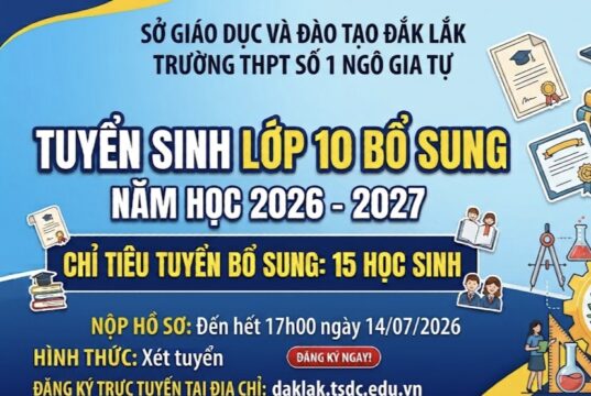 Thông báo về việc tuyển sinh bổ sung vào lớp 10 năm học 2026–2027