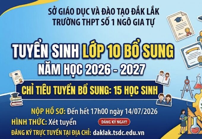 Thông báo về việc tuyển sinh bổ sung vào lớp 10 năm học 2026–2027